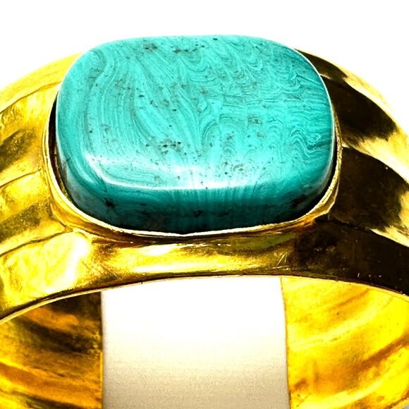 CHANEL! Vintage French Chanel Cuff with Turquoise Resin Swirl Cabochon — NWT - Picture 9 of 13